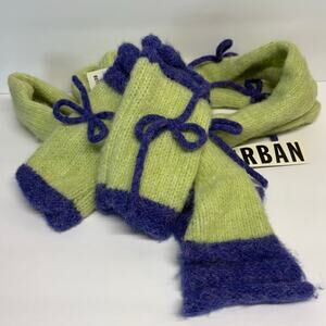 Urban Outfitters Green and Purple Mittens and Scarf Set